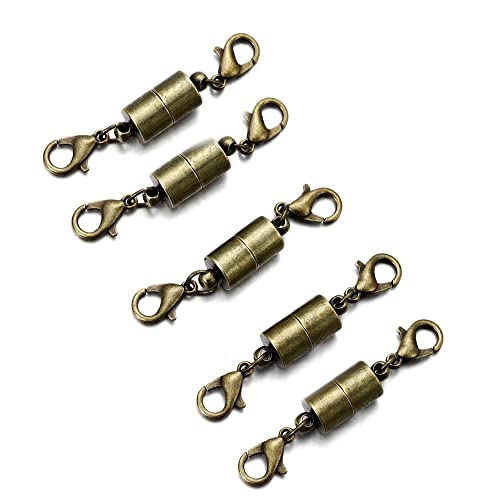 Magnetische Karabinerverschlüsse, Schmuckverlängerung, Armband, Halskette, Zubehör für Bastelarbeiten, Roségold, 5 Stück (7 mm Durchmesser) [Bronze Durchmesser: 6 mm] von BXVXWKJXKR