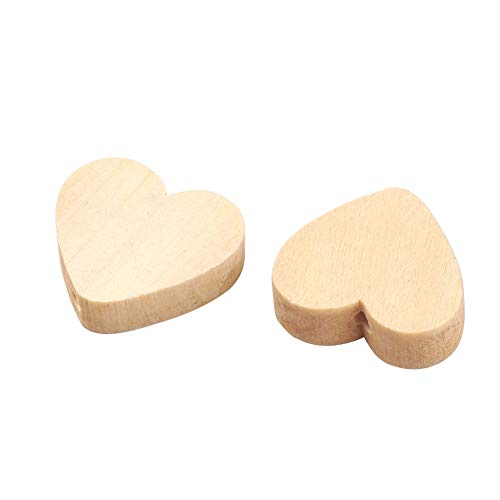 Natürliche runde Holzperlen, 20 mm, großes Loch, unlackierte Holzkugel-Abstandshalter, lose Perlen für Makramee-Handwerk, DIY-Schmuckherstellung, Heimdekoration, Loch: 9 ~ 10 mm, Herz-19 x 20 mm, 50 von BXVXWKJXKR