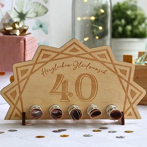 40. Geburtstag Geldgeschenke Holz Geschenk zum 40 Geburtstag,Geldgeschenk Geburtstag,Gästebuch Jubiläum Hochzeitsgeschenke,Geldgeschenke Geburtstag Geburtstagsgeschenk für Mann&Frau deko Geburtstag. von BY LOREIN