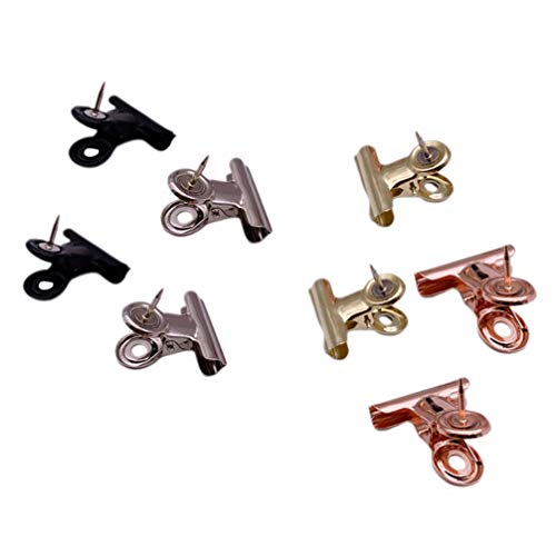 Binder Clips, Clip für Notizen, 8 Stück Push Pinsips Heavy Dutyips Metall Bulldogips for Büro Schule Zuhause Keine Löcher Papier von BYALORTEX