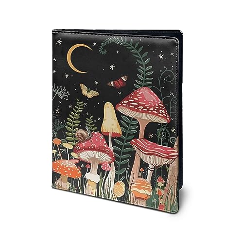 BYCHECAR Mushroom Moon Padfolio-Ordner aus PU-Leder, für Vorstellungsgespräche, Lebenslauf, Klemmbrett, A4, Briefgröße, Portfolio-Ordner für Konferenzen von BYCHECAR