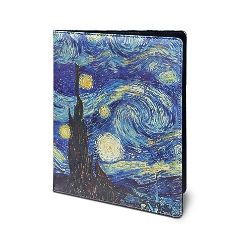 BYCHECAR Van Gogh Sternenhimmel-Resume-Portfolio-Ordner mit Buchstaben, A4-Größe, Klemmbrett, Leder-Padfolio für Damen und Herren, Büro, Konferenz-Notizblock, Klemmbretter von BYCHECAR