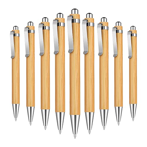 BYCUFF 15 StüCk Bambus Druckkugelschreiber Stift Schwarze Tinte 1 Mm BüRo Artikel Kugelschreiber Stift Bambus Kugelschreiber Stift Kugelschreiber Stift von BYCUFF