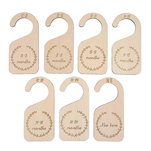 BYCUFF 7-Teilige HöLzerne Baby Kleiderschrank TrennwäNde, Bis 24 Monate Baby Kleider Organizer Nach Alter, Kinder, SäUglings Kleiderschrank Trennwand, Geschenk von BYCUFF