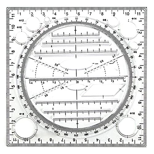 BYCUFF Multifunktionale Kreis Zeichnung Vorlage, Geometrisches Zeichen Werkzeug, Messung Lineal, Drehbarer von BYCUFF