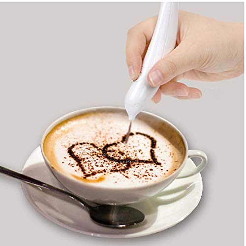 Elektrische Latte Art Pen Für Kaffee-Kuchen Spice Pen-Kuchen-Dekoration Feder Kaffee Schnitzen Pen Backen Gebäck Werkzeuge 1pc (weiß) von BYFRI