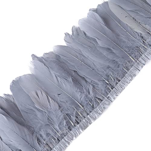 2 Meter Gänsefeder Band, Breite 15-20cm Ribbon Feather Satinband Fransen Gänsefeder Borte Nähen Flauschige Federquasten Stoffstreifen DIY Federkleidung Hut Trim Feather Gänsefeder Federborte von BYNYXI