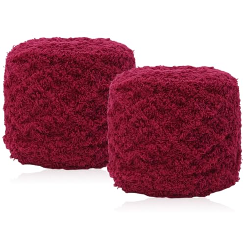 2-Rollen Coral Fleece Garn mit vibrierendem weichem Coral Samt für Häkeldecken und Schals mit perfektem Crafting Bundle von BYNYXI