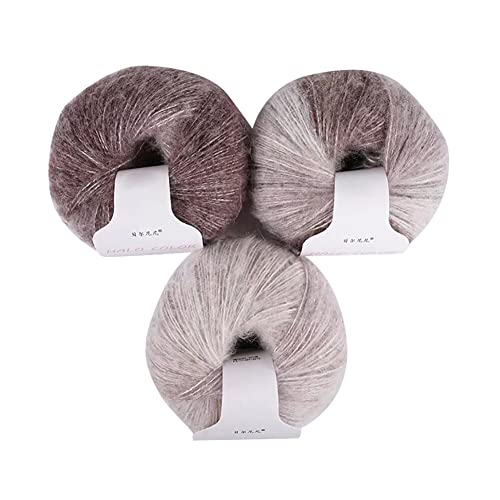 3 Bündel Verlauf Mohair Wolle zum Stricken, 3x30g Strickwolle Mohair weiche Häkelgarn Farbverlaufswolle Regenbogen Strick Angora Warm Mohairwolle für DIY Stricken Langwollgarn Häkelgarnzubehör von BYNYXI