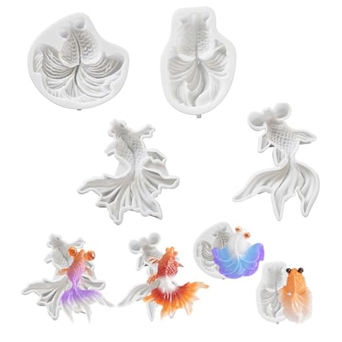 4 Stück Koi Fische Epoxidharz Form Goldfisch Gießform Harz Form Silikonform Epoxidharz Gießform Resin Formen Silikon Material Formen für DIY Handwerk Zubehör Making Home Design von BYNYXI