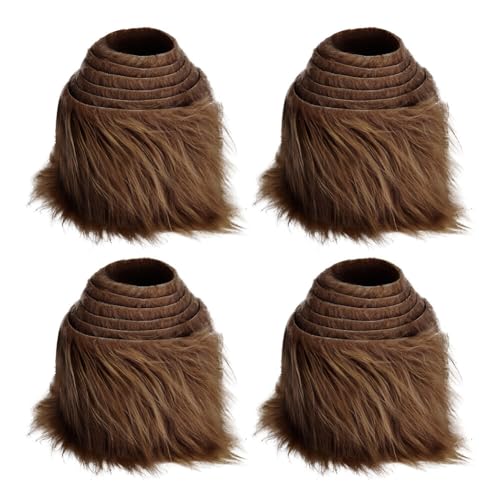 4 Stücke Kunstfell Band, 150cmx10cm Kunstpelz zum basteln Furry Faux Precut Strips Plüsch Pelz Fell Stoff Flauschige Dekoband für Weihnachten Gnome Beard Santa Hair DIY Kunstfell Basteln Dekoration von BYNYXI