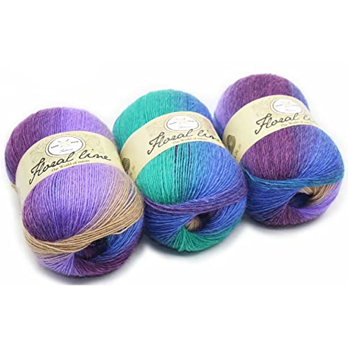 BYNYXI 3 Stück Farbverlaufsgarn, 400 Meter 100% Wollbiene Farbverlauf Strickwolle Einlagige 100 Gramm Wolle zum Stricken Farbverlaufswolle mehrfarbige Multicolor Regenbogen Häkelwolle, 3x100g von BYNYXI