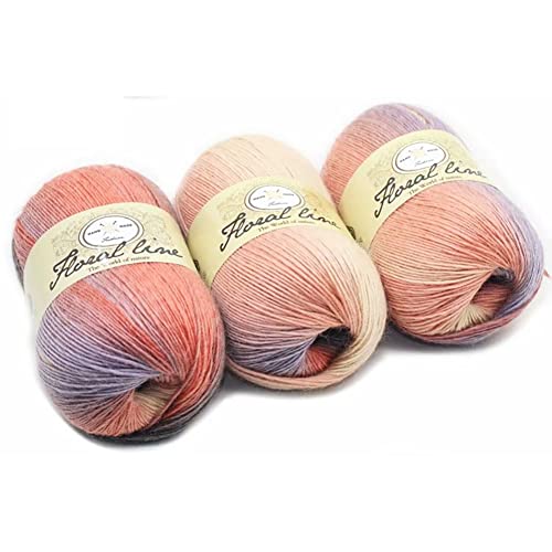 BYNYXI 3 Stück Farbverlaufsgarn, 400 Meter 100% Wollbiene Farbverlauf Strickwolle Einlagige 100 Gramm Wolle zum Stricken Farbverlaufswolle mehrfarbige Multicolor Regenbogen Häkelwolle, 3x100g von BYNYXI