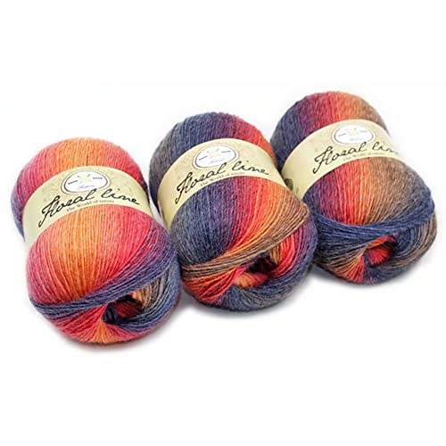 BYNYXI 3 Stück Farbverlaufsgarn, 400 Meter 100% Wollbiene Farbverlauf Strickwolle Einlagige 100 Gramm Wolle zum Stricken Farbverlaufswolle mehrfarbige Multicolor Regenbogen Häkelwolle, 3x100g von BYNYXI