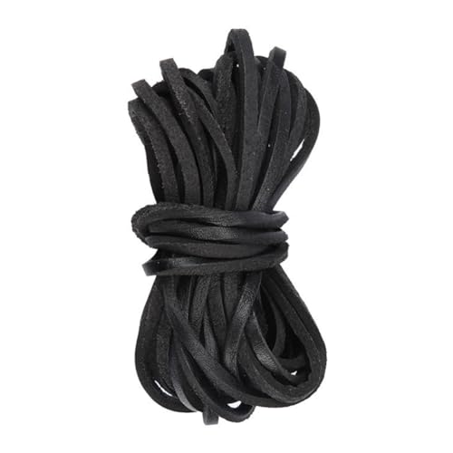 BYNYXI Geflochtenes Lederband 4mm in brauner Farbe, 4 Meter Länge PU Lederband für DIY Schmuck Handwerk Basteln Handgemachte Dekoration Schwarz von BYNYXI