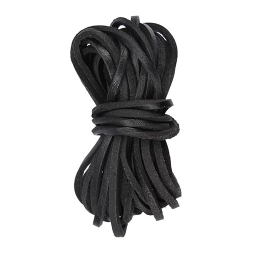 BYNYXI Geflochtenes Lederband 4mm in brauner Farbe, 4 Meter Länge PU Lederband für DIY Schmuck Handwerk Basteln Handgemachte Dekoration Schwarz von BYNYXI