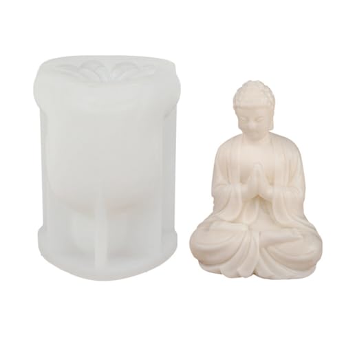 BYNYXI Kerzen Formen Silikon Buddha, 3D Siddhartha Gautama Silikonform Kwan Yin Kerze Buddha Kerzenform Lotus Buddhakopf Gießform für Fondant Duftkerzen Kerzen Aromatherapie, 15cmx11.3cm von BYNYXI