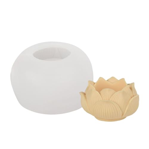 BYNYXI Lotus Buddha Kerzenformen Zum gießen, 3D Lotus Silikonform Kwan Yin Kerze Buddha Kerzenform Lotus Buddhakopf Gießform für Fondant Duftkerzen Kerzen Aromatherapie, 9.2cmx5.5cm von BYNYXI