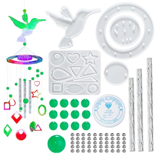 DIY Wind Chime Harz Form Kit Including Silikon Formen Wind Chime Rohre Perlen für Epoxidharz Wind Chimes Craft Set, Schmuck Selber Machen für Kunst, Handwerk, mit Messbecher und Stroh von BYNYXI