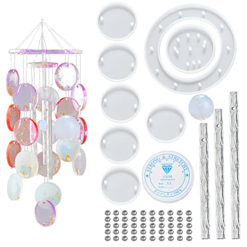 DIY Wind Chime Harz Form Kit Including Silikon Formen Wind Chime Rohre Perlen für Epoxidharz Wind Chimes Craft Set, Schmuck Selber Machen für Kunst, Handwerk, mit Messbecher und Stroh von BYNYXI