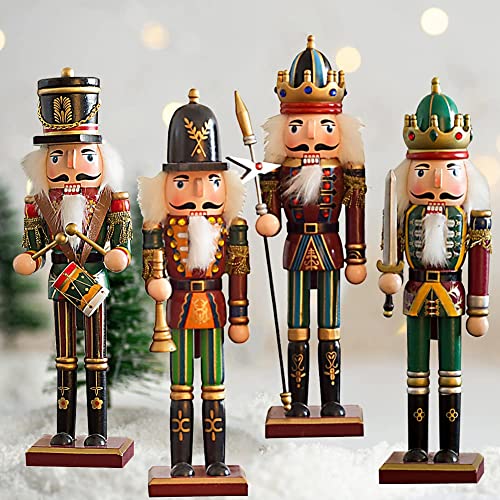 BYNYXI Nussknacker Soldat Figur, 30cm Weihnachten Nussknacker Holzfigur Traditioneller Nussknacker Figur Groß Dekofigur Festliche Klassischer Nussknacker Soldat Weihnachts Dekoration von BYNYXI