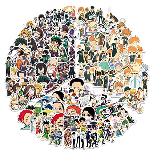 Anime-Aufkleber, 150 Stück: My Hero Academia Aufkleber, Hunter x Hunter Aufkleber, Haikyuu Aufkleber für Skateboard, Laptop für Teenager, Cartoon-Aufkleber von BYUP