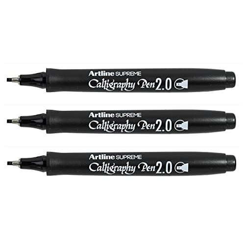 artline Supreme Calligraphy Pen Marker, Spitze 2 mm, Schwarz, 3 Stück von BYUP