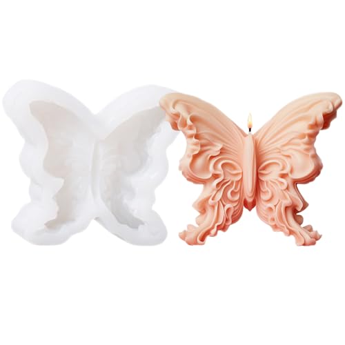 3D-Schmetterlings-Silikonformen, Epoxidharz-Formen, Schmetterlings-Kerzenformen für handgefertigte Seife für selbstgemachte Duftgips für Heimdekoration, Schokoladenkuchenherstellung (Weiß A) von BYVUTE