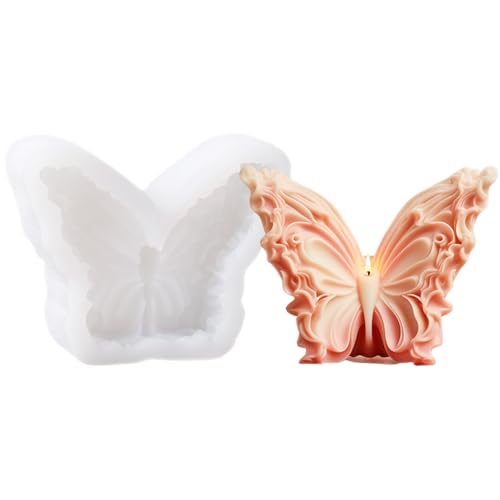 3D-Schmetterlings-Silikonformen, Epoxidharz-Formen, Schmetterlings-Kerzenformen für handgefertigte Seife für selbstgemachte Duftgips für Heimdekoration, Schokoladenkuchenherstellung (Weiß B) von BYVUTE