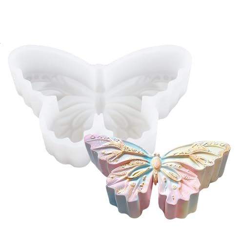 3D-Schmetterlings-Silikonformen, Epoxidharz-Formen, Schmetterlingskerzenformen für handgefertigte Kerzen, Seife, selbstgemachtes Duftgips für Heimdekoration, Schokoladenkuchenherstellung (Weiß B) von BYVUTE