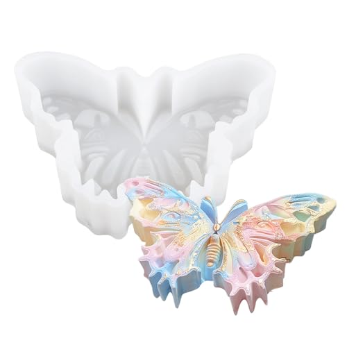 3D-Schmetterlings-Silikonformen, Epoxidharz-Formen, Schmetterlingskerzenformen für handgefertigte Kerzen, Seife, selbstgemachtes Duftgips für Heimdekoration, Schokoladenkuchenherstellung (Weiß C) von BYVUTE