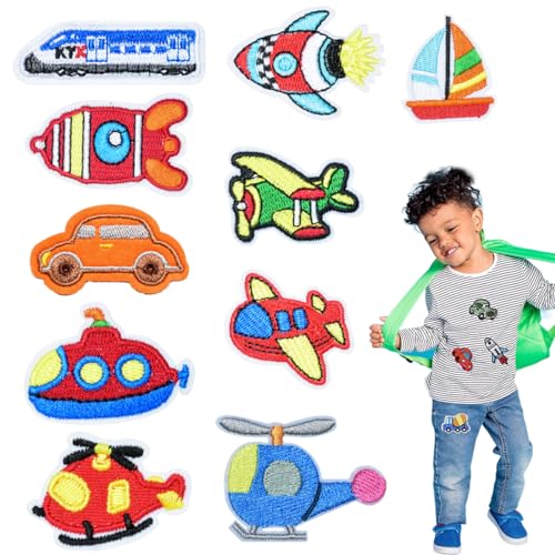 BYXG Flicken zum Aufbügeln Kinder, Bügelbilder, Bügelflicken Kinder, Bügelflicken für Kinder, Patches,Gestickte Applikation zum Aufnähen Aufbügeln für Jacken T-Shirt Jeans, 10 Stück von BYXG