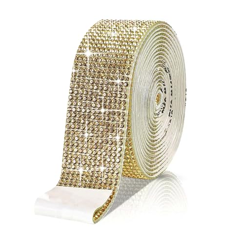 BYYLECL Kristall Strass Diamant Band Streifen, Selbstklebende Gürtel Funkelnde Diamant Bling Aufkleber Wrap Kristall Rolle für DIY Handwerk Stoff Auto Schuhe Kleidung 12 Reihen von BYYLECL