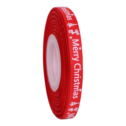 BYZANDQI Ripsband mit Aufschrift "Merry Christmas", 22 m, Satinbänder für Geschenkverpackungen, Basteln, Kränze (rot, 1 cm) von BYZANDQI