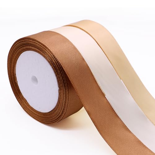 BYZANDQI Satinband 22m x 25mm, Breit Schleifenband Geschenkband Seidenband Dekoband für Hochzeit Sträuße DIY Handwerk Taufe Geschenkverpackung, Gold von BYZANDQI