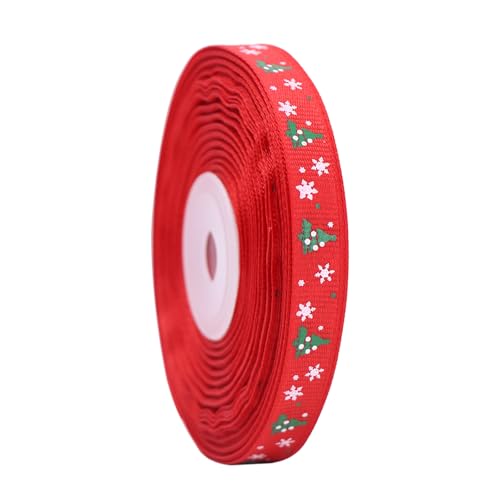 BYZANDQI Satinband mit Aufschrift "Merry Christmas", 22 m, für Geschenkverpackungen, Basteln, Kränze (Rot/Weiß, 1 cm) von BYZANDQI