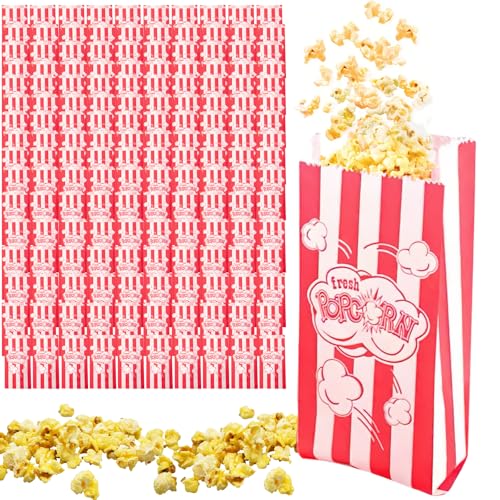 Byzesty 320 Stück Popcorn Tüten, Popcorntüten, Klein Popcorntüte Popcorn Boxen Popcorn Tüte Popcorn Box Rot-Weiß Gestreift Papiertüten Partytüte Candy Tüte Kino Zubehör Für Snacks Chips Popcorn Party von BYZESTY