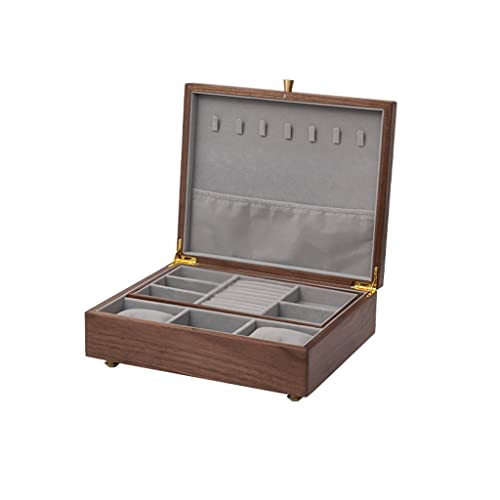 BZBZB Aufbewahrungsbox, Schmuck-Organizer, 11,81 Zoll, Schmuckschatulle, Aufbewahrungsbox, kleine Schmuckschatulle, Schwarze Walnuss-Box, kann zur Anzeige von Ringen von BZBZB