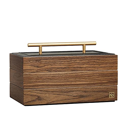 BZBZB Aufbewahrungsbox, Schmuck-Organizer, 3-lagige Schmuckschatulle, luxuriöser großer Holz-Organizer, Geschenketui für Ohrring-Ring-Halter, Uhrenständer, Schmuck-A von BZBZB