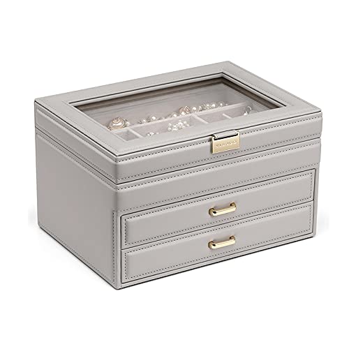 BZBZB Aufbewahrungsbox, Schmuck-Organizer, Damen-Schmuck-Organizer, tragbares Reise-Schmucketui, 3-lagiges großes Display, Schmuckschatulle für Ohrringe, Ringe, Hals von BZBZB