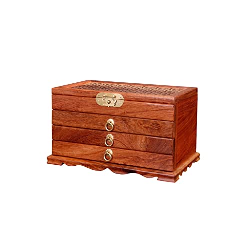 BZBZB Aufbewahrungsbox, Schmuck-Organizer, Holz-Schmuckschatulle, chinesische Retro-Mehrschicht-Aufbewahrungsbox, Ring, Ohrringe, Halskette, Armband, Uhr, Aufbewahru von BZBZB