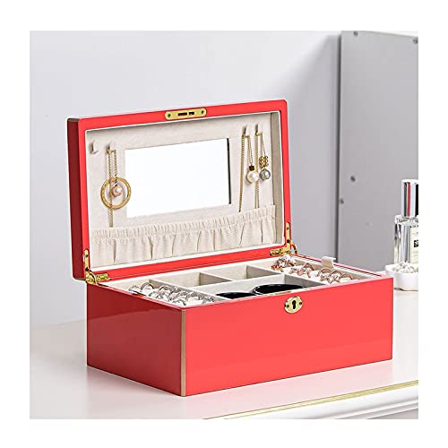 BZBZB Aufbewahrungsbox, Schmuck-Organizer, Holz-Schmuckschatulle für Damen, abschließbarer Schmuck-Aufbewahrungskoffer mit Spiegel, Aufbewahrung für Uhr, Halskette, von BZBZB