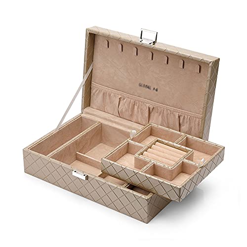 BZBZB Aufbewahrungsbox, Schmuck-Organizer, PU-Leder, Schmuckschatulle, Organizer mit 2 Uhrengehäusen, abnehmbarem Tablett, Schmuck-Display, Aufbewahrungsbox – Samtfut von BZBZB