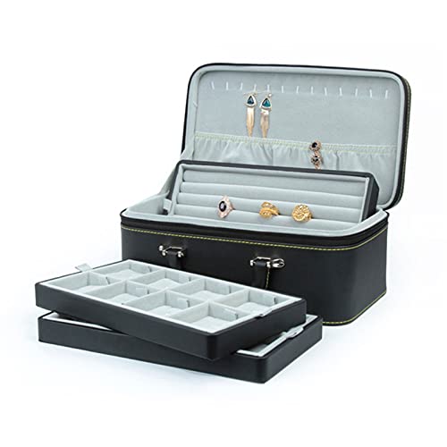 BZBZB Aufbewahrungsbox, Schmuck-Organizer, Schmuckschatulle, Leder, multifunktional, tragbar, Schmuckschatulle, Ring, Halskette, Schmuck, Aufbewahrung, Präsentationsb von BZBZB