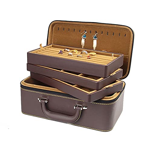 BZBZB Aufbewahrungsbox, Schmuck-Organizer, Schmuckschatulle, Leder, multifunktional, tragbar, Schmuckschatulle, Ring, Halskette, Schmuck, Aufbewahrung, Präsentationsb von BZBZB