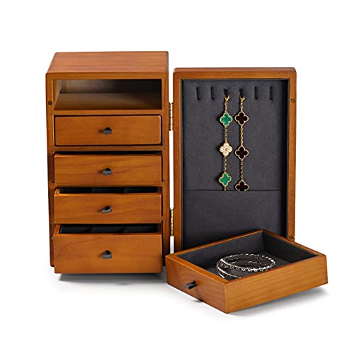 BZBZB Aufbewahrungsbox, Schmuck-Organizer, Schmuckschatullen, Organizer, 5 Schichten, Holz und Mikrofaser, Schmuck-Organizer, Box, Armband-Ausstellungsständer, Ring- von BZBZB