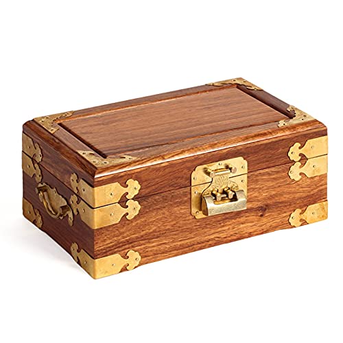 BZBZB Aufbewahrungsbox, Schmuck-Organizer, antike Schmuckschatulle, orientalische Schmuck-Aufbewahrungsbox aus Holz mit Spiegel und Schloss für Schmuck, Halskette, Oh von BZBZB