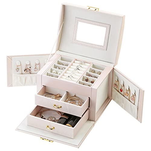 BZBZB Aufbewahrungsbox, Schmuck-Organizer, große Schmuckschatulle, Organizer für Mädchen, PU-Leder, Schublade, Schmuckschatullen, Ohrringe, Ringe, Halskette, Schmuck von BZBZB