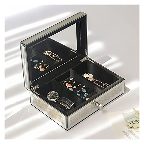 BZBZB Aufbewahrungsbox, Schmuck-Organizer, luxuriös, Silber, zerkleinerter Diamant, Glas, verspiegelt, Schmuckschatulle, Organizer, Gold, Diamant-Aufbewahrung, Schmu von BZBZB