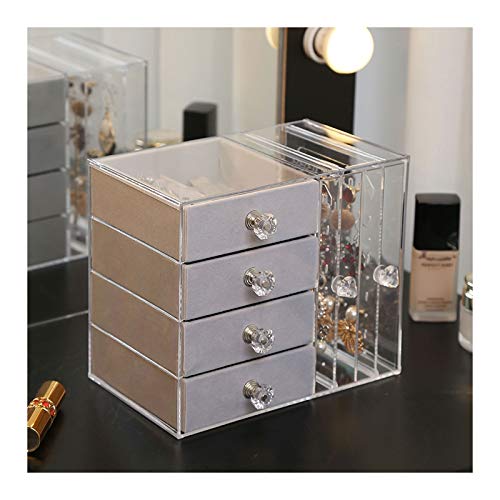 BZBZB Aufbewahrungsbox, Schmuck-Organizer, transparente Acryl-Schmuckschatulle für Damen mit 4 Schubladen, hängender Ohrring-Halter, Schmuck-Organizer für Ohrringe, von BZBZB